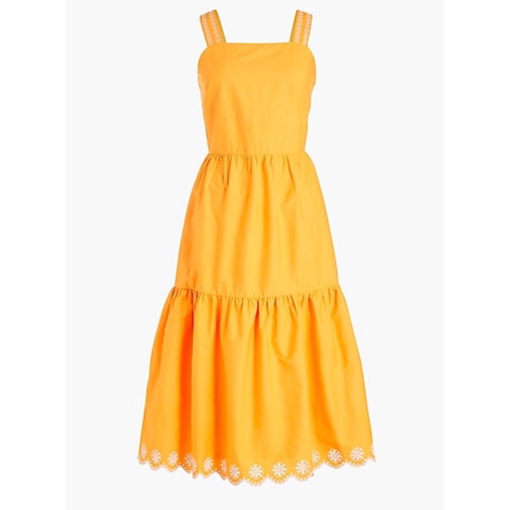 J. Crew Midi Dress Tiered Scalloped size 6